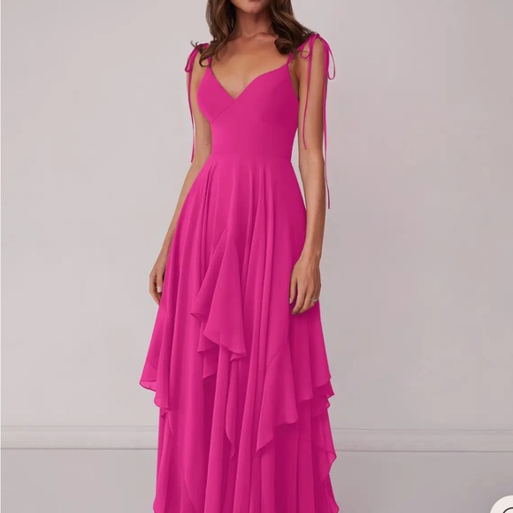 Azazie Barbie Pink Bridesmaids Dress 1004 Size A10 - Picture 8 of 11